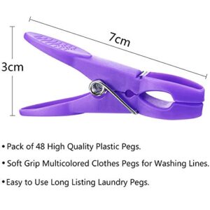 Boao 48 Pieces Washing Line Pegs Clothes Pegs Strong Clothes Pegs Clothespin Clothes Clips Firm Grip Soft Plastic Laundry Pegs for Home Clothes Windproof Supplies (Rainbow Color)