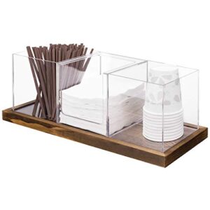 mygift acrylic coffee & tea station organizer with wood tray