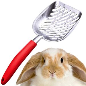 sungrow rabbit, ferret & cat litter scoop, aluminum pet poop shovel with rubber red handle, large party ice scooper