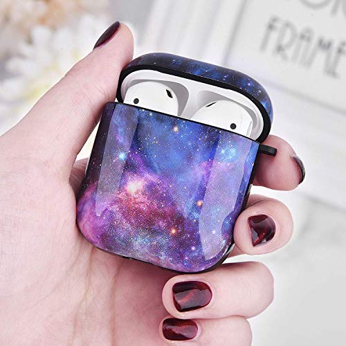 CAGOS for Airpods Case, Cute Airpod 2nd Generation Case Galaxy Protective Hard Earpods Cover Shockproof Women Men with Keychain for Airpods 2/1 Charging Case, Dark Purple