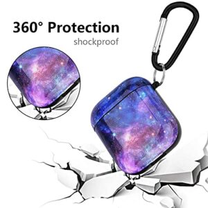CAGOS for Airpods Case, Cute Airpod 2nd Generation Case Galaxy Protective Hard Earpods Cover Shockproof Women Men with Keychain for Airpods 2/1 Charging Case, Dark Purple
