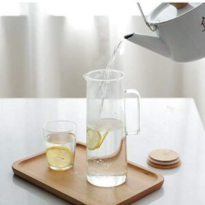 Glass Pitcher with Bamboo Lid - High Heat Resistance Stovetop Safe Pitcher for Hot/Cold Water & Iced Tea (1200ML 42oz)