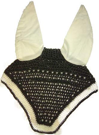 Avani Creations Horse Ear Net Crochet Fly Veil Equestrian Fly Bonnet/Veil/mask Standard Size