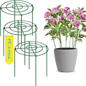 peony support, peony cage (3 pack) extra large 18” wide x 24” height peony ring with 4 legs, plant supports for outdoor plants, peonies cages