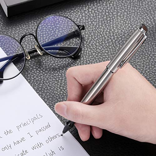 nekigoen Rollerball Pen Fine Point Gel Black Ink Smooth Writing,Luxury Rollerball Pen with Chrome Finish Fancy Pen Gift Set for Executive Business Office School,Professional,Executive Pen G3 (Silver)