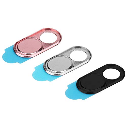 Zopsc Webcam Cover 3pcs Ultra Thin Metal Lens Cap Protection Cover Anti-Hacker Protection Privacy Security Suitable for Smartphones Tablets Desktops Laptops(Silver Black Pink Color)