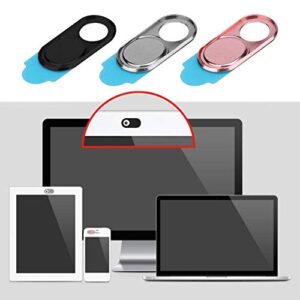 Zopsc Webcam Cover 3pcs Ultra Thin Metal Lens Cap Protection Cover Anti-Hacker Protection Privacy Security Suitable for Smartphones Tablets Desktops Laptops(Silver Black Pink Color)