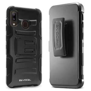 Evocel Galaxy A20 Case with HD Screen Protector and Belt Clip Holster for Samsung Galaxy A20, Black