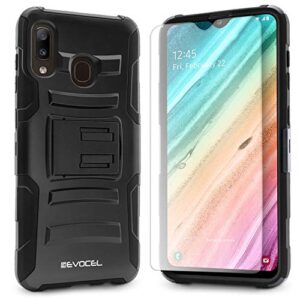 Evocel Galaxy A20 Case with HD Screen Protector and Belt Clip Holster for Samsung Galaxy A20, Black