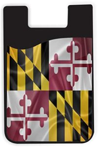 maryland state flag design - silicone 3m adhesive credit card stick-on wallet pouch for iphone/galaxy android phone cases