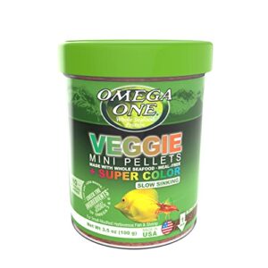 omega one veggie mini pellets, sinking, 3.5 oz container