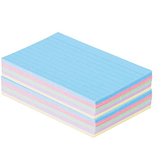 1InTheOffice Index Cards 3 x 5 Ruled Colored, Assorted 200/Pack