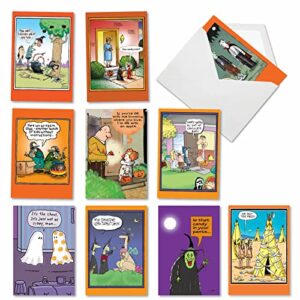 nobleworks - 10 funny halloween cards assorted - boxed notecard set, humor halloween greetings - halloween humor ac3106hwg-b1x10