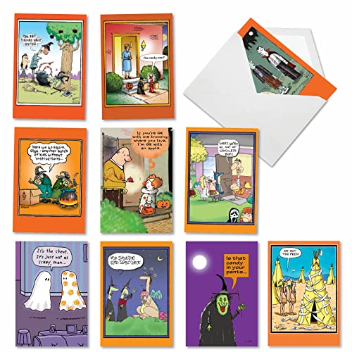 NobleWorks - 10 Funny Halloween Cards Assorted - Boxed Notecard Set, Humor Halloween Greetings - Halloween Humor AC3106HWG-B1x10