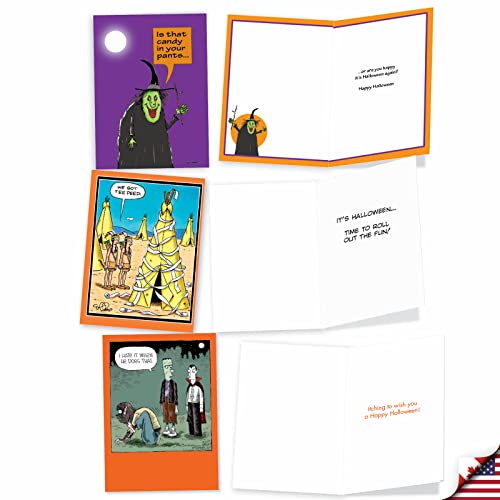 NobleWorks - 10 Funny Halloween Cards Assorted - Boxed Notecard Set, Humor Halloween Greetings - Halloween Humor AC3106HWG-B1x10