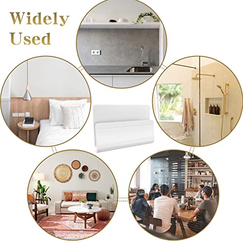 2pcs Adhesive Wall Mount Phone Holder Mobile Phone Charger Socket Pocket Multi-Purpose Phone Charging Dock Damage Free Storage Box Perfect for iPhone Smartphone Mini Table Remote Control (White)