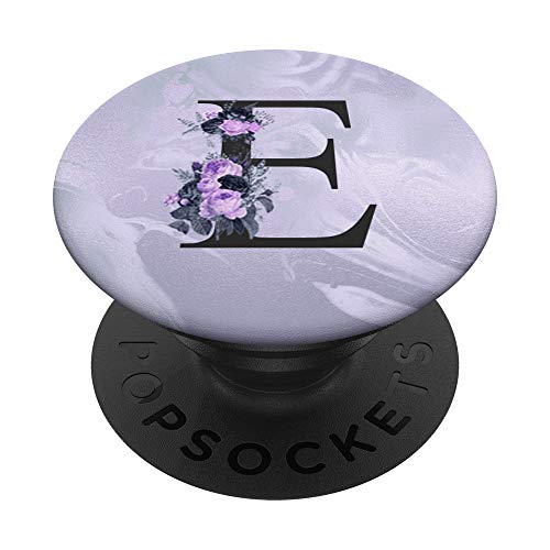 Initial Letter E Purple Lavender Floral Monogram For Women PopSockets PopGrip: Swappable Grip for Phones & Tablets