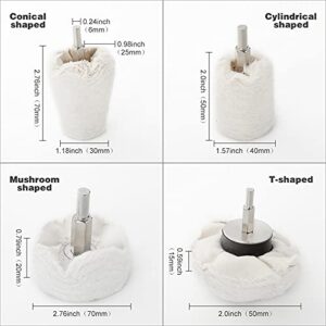 WTSCLS Polishing Wheel for Drill 4 Pack, Buffing Pads Wheel Polisher Kit with 1/4" Hex Shafts for Dremel Tools