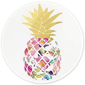 itnrsiiet mouse pad with design, small custom mouse mat for women and girls, enhanced thickness, dual stitched edges, ultra soft, cute round mousepad for computer office gaming laptop mac, pineapple