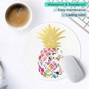 ITNRSIIET Mouse Pad with Design, Small Custom Mouse Mat for Women and Girls, Enhanced Thickness, Dual Stitched Edges, Ultra Soft, Cute Round Mousepad for Computer Office Gaming Laptop Mac, Pineapple