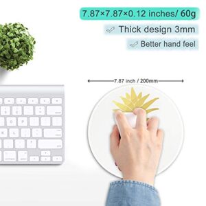 ITNRSIIET Mouse Pad with Design, Small Custom Mouse Mat for Women and Girls, Enhanced Thickness, Dual Stitched Edges, Ultra Soft, Cute Round Mousepad for Computer Office Gaming Laptop Mac, Pineapple