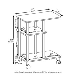 Furinno Turn-N-Tube U Shape Sofa Side Table with Casters, Espresso/Black