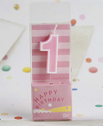 QQYL Rainbow Number 1 Birthday Candle Pink for Cakes Baby Boy Girl Kids Women 1 10 11 12 13 14 15 16 17 18 19 21 Birthday Candles (Number 1) - 100% Picture Show Upgrade Quality