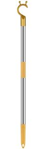 reach stick high place reaching pole with hook 56" extendable stainless steel reaching tool pole for high place, top rod, closet shelf
