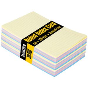 1intheoffice index cards 4x6 ruled colored, assorted 200/pack