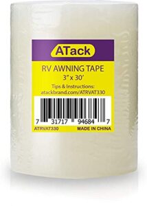 atack rv awning repair tape, 3" x 30 foot, waterproof rip stop patch and tent repair tape for vinyl, rv punctures, camper, awning, canopy, tents, tarpaulin and greenhouse