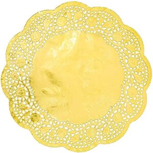 juvale lace paper doilies, gold placemats (12x12 in, 100 pack)