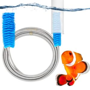 SunGrow Aquarium Filter Brush, 61" Stainless Steel Spring Long Flexible Tube, Pipe Brush for Hose, U-Shape and Bent Pipes, Double-Ended Pipe Cleaner Brush for Aquarium, Fish Tank or Household Use