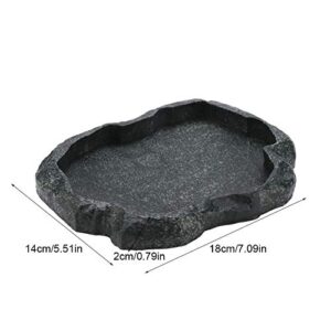 HEEPDD Reptile Bowl, Resin Rock Reptile Food and Water Feeder Pet Aquarium Ornament Terrarium Dish Plate for Tortoise Lizard Iguana(Dark Green M)