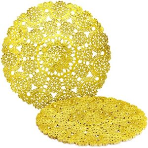 juvale 60 pack gold doilies, 12 inch round medallion-style, disposable placemats for party table decorations