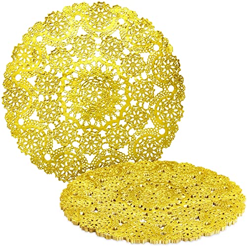 Juvale 60 Pack Gold Doilies, 12 inch Round Medallion-Style, Disposable Placemats for Party Table Decorations