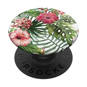 cute floral hibiscus flower pattern jungle exotic tropical popsockets popgrip: swappable grip for phones & tablets