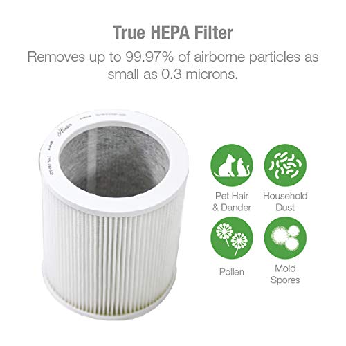 Hunter HP400 Round Tower Air Purifier for Small Rooms Features EcoSilver Pre-Filter, True HEPA Filter, Multiple Fan Speeds, Soft Touch Digital Control Panel, Sleep Mode, Timer, Accent Light
