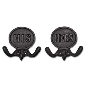 wallcharmers set of 2 his and hers towel hooks for bathrooms, mr & mrs. farmhouse and rustic bathroom hooks for towels, bronze