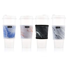 CM Reusable Coffee Sleeve Mug Sleeve Cup Sleeve Heat Resistant Neoprene Insulator Sleeve for Coffee Tea Hot Cold Beverage, 4 Pcs