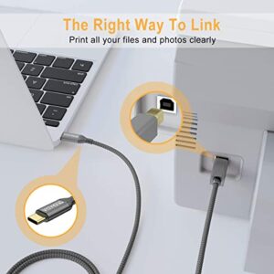 AkoaDa USB C to Printer Cable, USB C to USB B Male Scanner Cord Compatible with DIMI, Google Chromebook Pixel, MacBook Pro, HP Canon Printers, iPad Pro and More Type-C Devices/Laptops(5ft Grey)