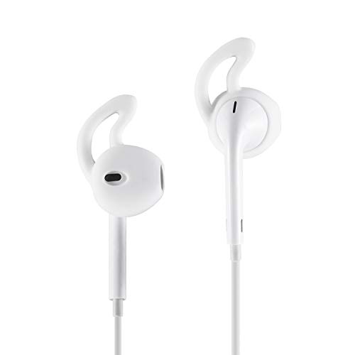 D & K Exclusives Ear Hook Covers for Earbud Headphones, Noise Isolation Anti-Slip Silicone Earbuds/Ear Plug Tips 3 Pair Cover Tips Accessories Compatible Headset MNHF2AM/A (White 6PCS)