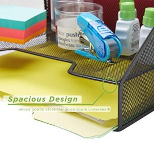 Mind Reader 3 Section Mesh Desk File Organizer, Document Letter Tray for Folders, Mail, Stationary, Desk Accessories, Black