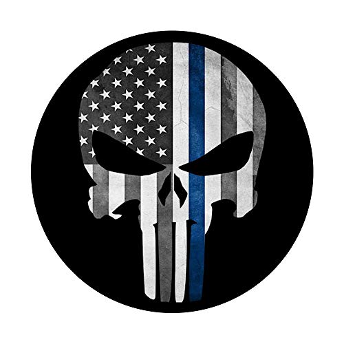 Thin Blue Line Patriotic Skull Flag Phone Accessory PopSockets PopGrip: Swappable Grip for Phones & Tablets