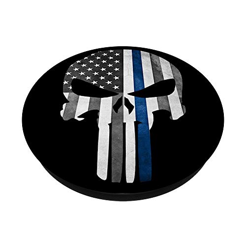 Thin Blue Line Patriotic Skull Flag Phone Accessory PopSockets PopGrip: Swappable Grip for Phones & Tablets