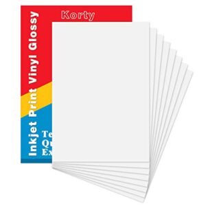 printable vinyl for inkjet printer, 20 sheets premium glossy white waterproof printable vinyl paper,8.3"x 11.7"