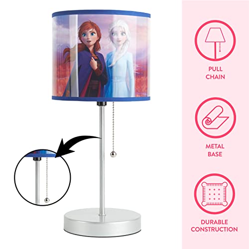 Frozen 2 Stick Table Kids Lamp with Pull Chain, Metal, Themed Printed Decorative Shade