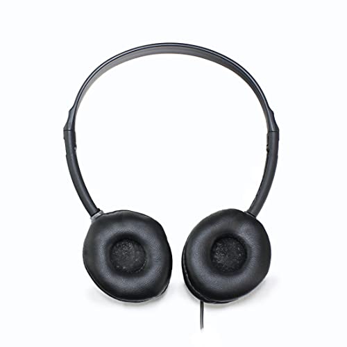 Soundnetic SN313 Classroom Over The Head Stereo Headphones with Leatherette Earpads, Black, Count of 25, Pack of 1