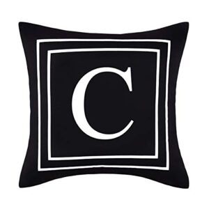 yastouay pillow covers english alphabet c throw pillow cover black throw pillow case modern cushion cover for sofa bedroom chair couch car (black, 18 x 18 inch)