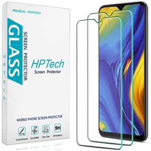 hptech screen protector for samsung galaxy a20 tempered glass, easy to install, bubble free 2-pack