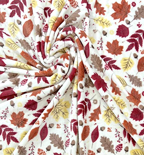 Fall Decor Throw Blanket: Soft Warm Autumn Leaves and Berries in Red Yellow Brown Beige Colors for Living Room Couch Bed Chair Dorm